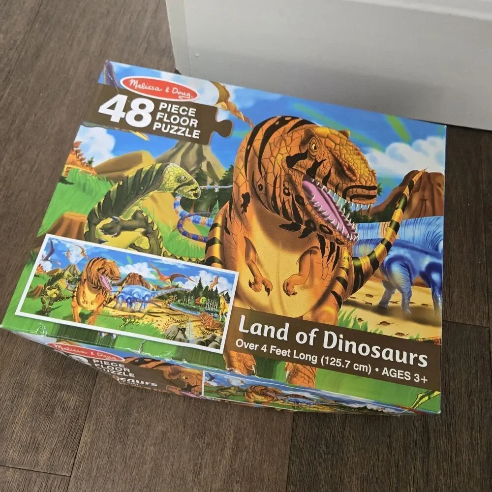 Melissa & Doug 48 Piece Floor Puzzle: Land of Dinosaurs COMPLETE Dinosaur Puzzle